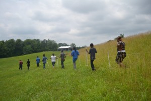 The troops set up a fence in the field